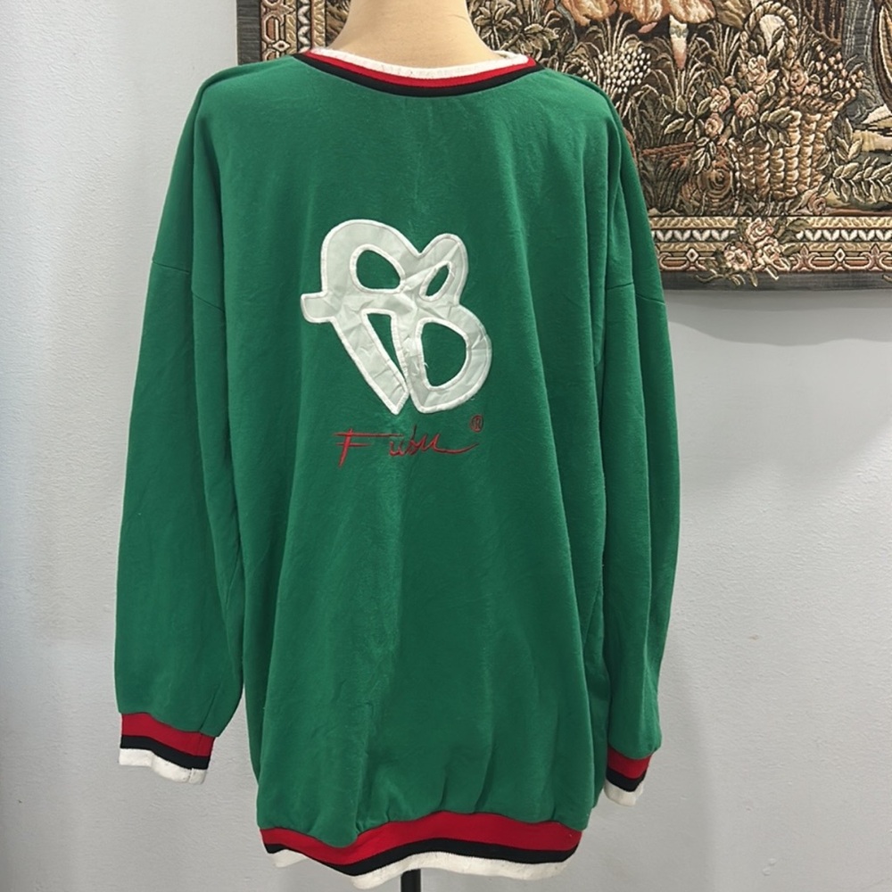 FUBU Vintage Green Sweatshirt. 1990’s with Red White and Black Trim. Size XL